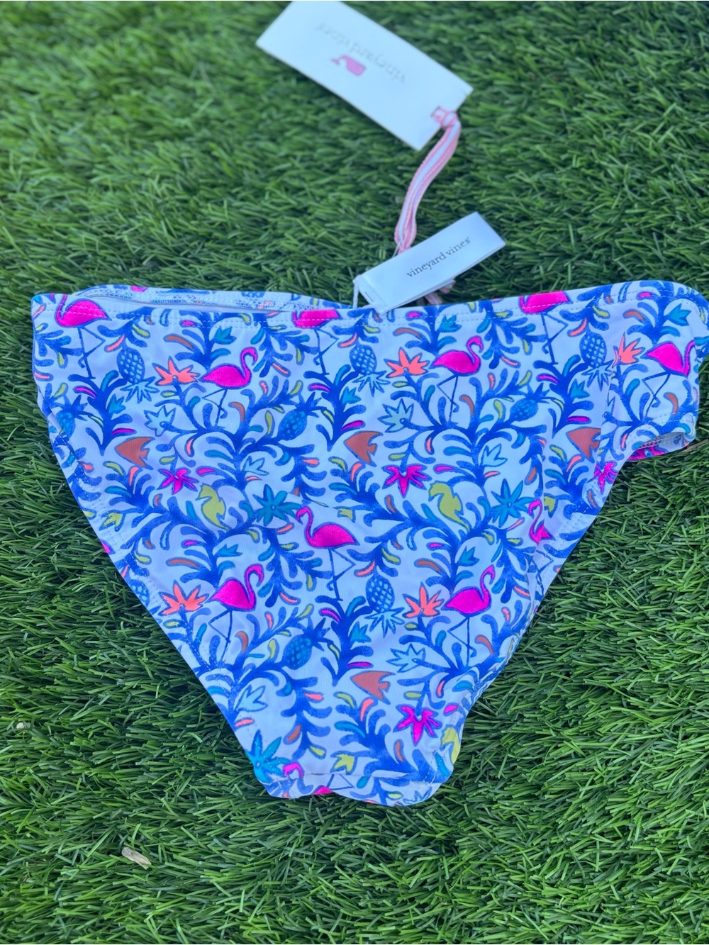 Vineyard Vines Girls Tropical Flamingo Bikini - Pink, Blue, Yellow - Picture 3 of 5
